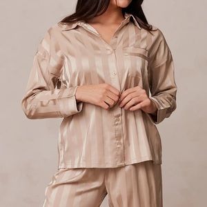 Lounge satin striped pajama top